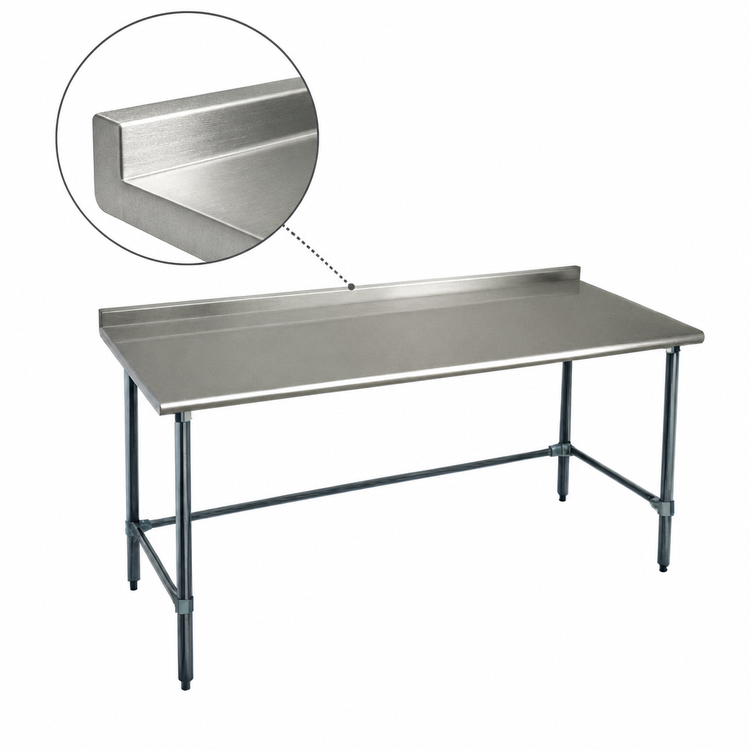 Product image #4 for BlendPort Deluxe Series 84 x 30-Inch Stainless Steel Underbar Work Table with Rear Upturn and Galvanized Tubular Base