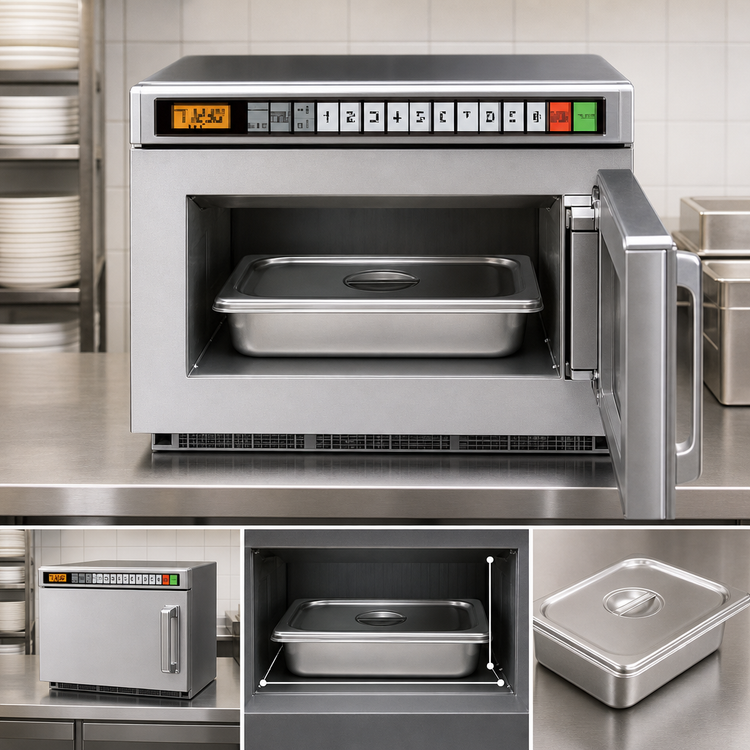 Product image #4 for Panasonic PRO1 Heavy-Duty Countertop Commercial Microwave Oven, 0.6 Cu. Ft., 2100 Watts, Left-Hinged Door