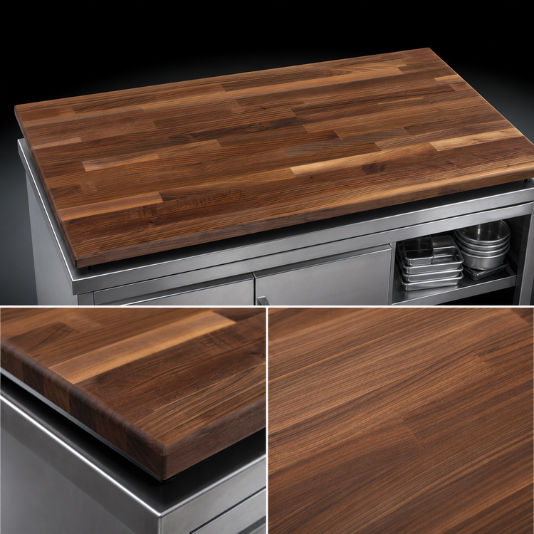 Product image #4 for Boos Block 72" x 25" x 1-1/2" American Black Walnut Kitchen Countertop, Blended Edge Grain, Varnique Finish