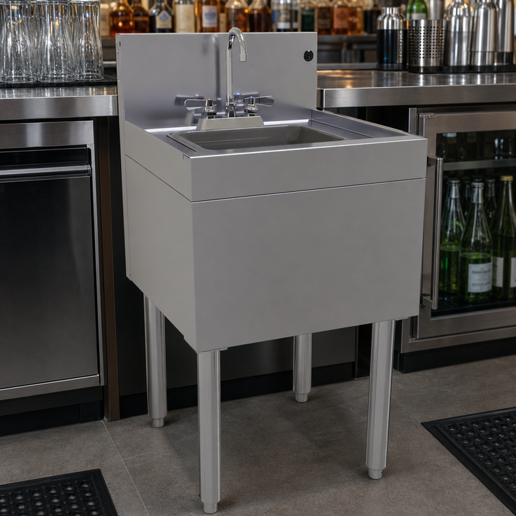 Product image #4 for Glastender 18-Inch Underbar Wet Waste Sink Unit with Deck-Mount Gooseneck Faucet