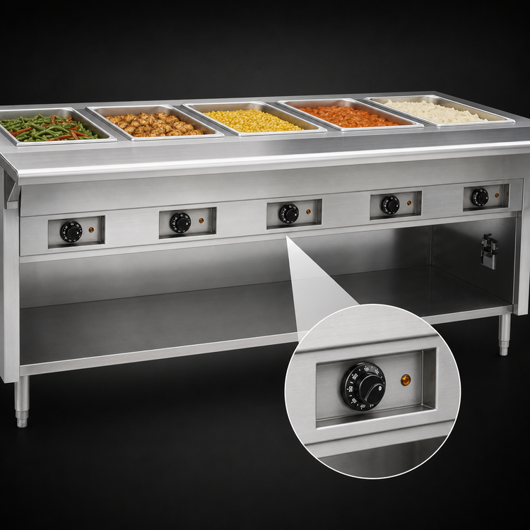 Product image #4 for Spec-Master HT5OB-208 Electric 5-Well Hot Food Table, 79" Wide