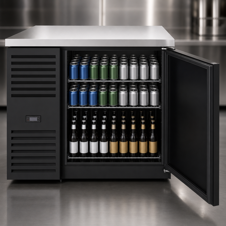 Product image #4 for True 36-Inch One-Door Single Zone Back Bar Cooler with Left-Side Self-Contained Refrigeration