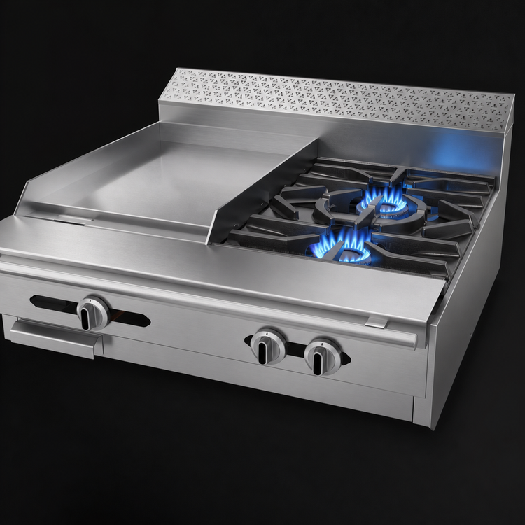 Product image #4 for Garland Cuisine Series Heavy Duty 36-Inch Natural Gas Modular Top Range with 2 Open Burners and 18-Inch Thermostatic Griddle