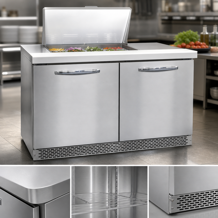 Product image #4 for Continental Refrigerator D48N12M-FB Designer Line 48" Two-Section Mighty Top Sandwich Prep Table
