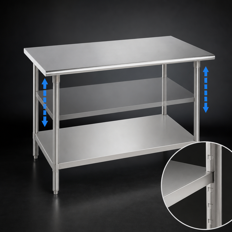 Product image #4 for Advance Tabco 144-Inch x 36-Inch Flat Top Stainless Steel Work Table with Undershelf