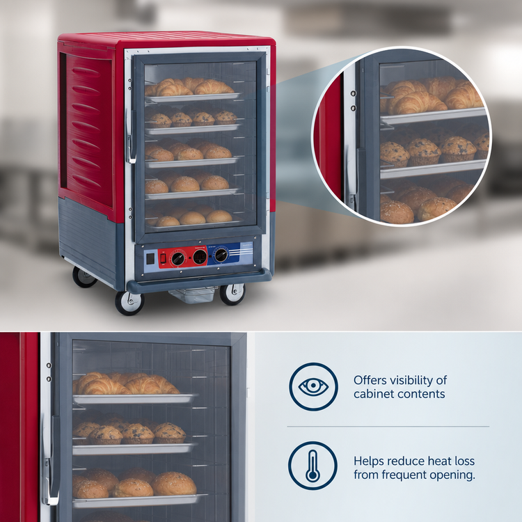 Product image #4 for Metro C5 3 Series Half Height Moisture Heated Holding and Proofing Cabinet with Clear Polycarbonate Door and Fixed Wire Slides