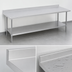 Thumbnail image #4 for Duke 144-Inch x 36-Inch 16-Gauge 300 Series Stainless Steel Work Table with 1-1/8-Inch Riser and Stainless Undershelf