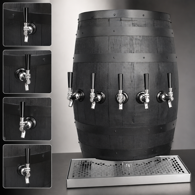 Product image #4 for Glastender Wood Barrel Wall-Mount Glycol-Cooled Draft Dispensing Tower with 5 Faucets