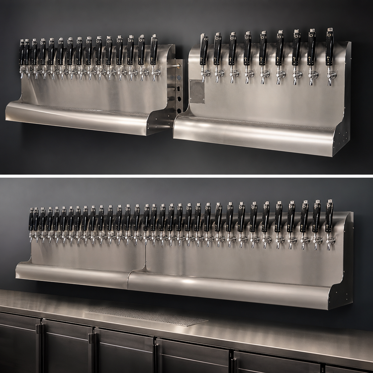 Product image #4 for Perlick 19-Faucet Modular Wall Mount Glycol-Cooled Draft Beer Dispensing Tower, Stainless Steel, Bottom Exit