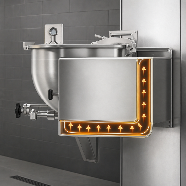 Product image #4 for Legion LSWC-80 80-Gallon Direct Steam Wall-Mount Kettle with 2" Draw-Off Valve