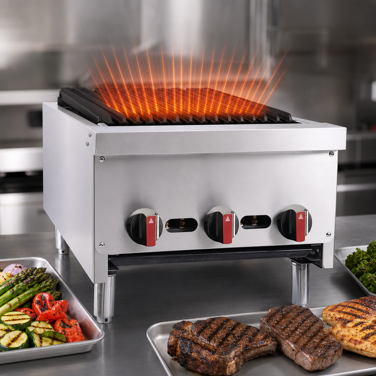 Product image #4 for BakeMax 18-Inch Natural Gas Countertop Charbroiler with 3 Manual Burners