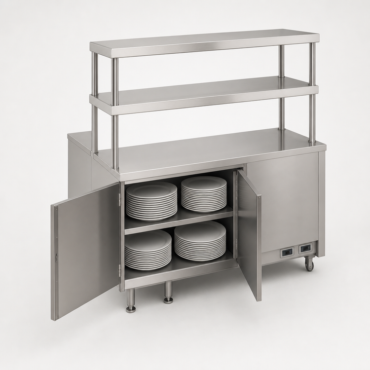 Product image #4 for Randell Modular Chef Service Counter Left Chef-Side Section, 50-1/2 Inch, Plate Storage Cabinet, Double Overshelf