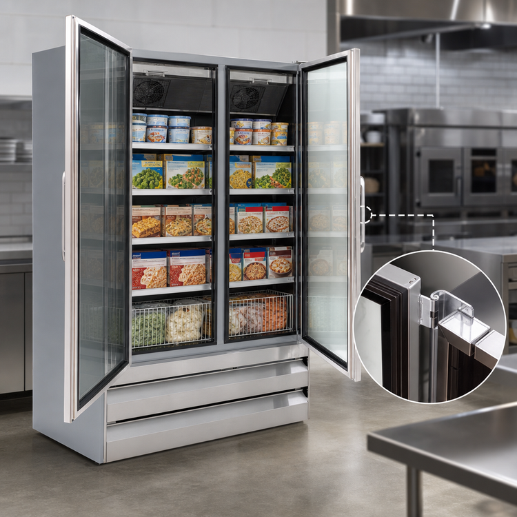 Product image #4 for Howard-McCray GF48BM-FF 48 Cu. Ft. Two-Section Glass Door Reach-In Freezer Merchandiser