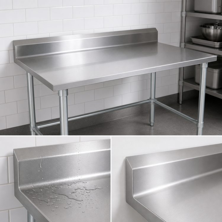 Product image #4 for John Boos Stallion 84-Inch x 30-Inch Stainless Steel Work Table with 5-Inch Backsplash, Safety Edge, and Galvanized Base