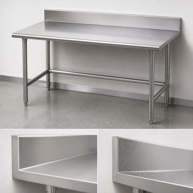 Product image #4 for Advance Tabco Stainless Steel Work Table with 5-Inch Backsplash, 144 x 30 Inches