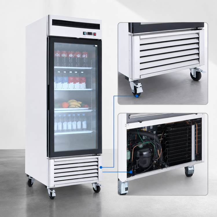 Product image #4 for Atosa 27-Inch One-Section Glass Door Refrigerator Merchandiser, Left-Hinged, Bottom-Mount Self-Contained, 19.1 Cu. Ft.