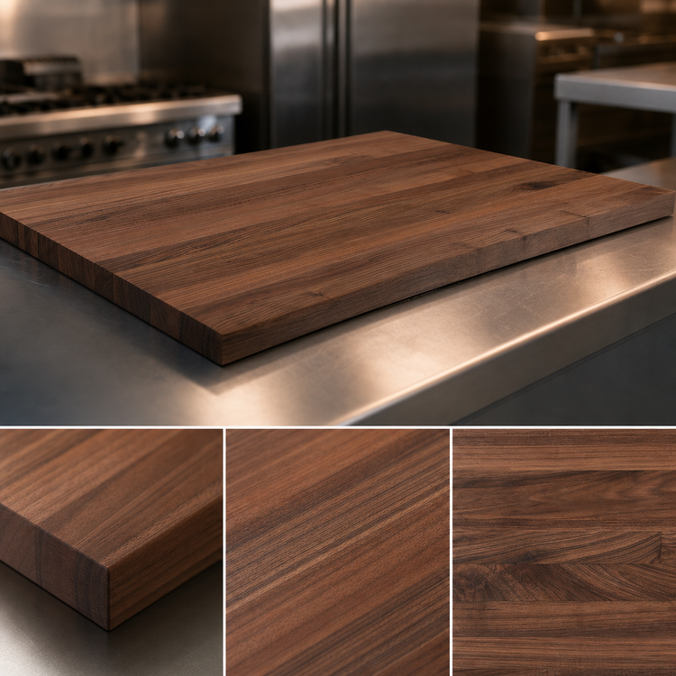 Product image #4 for Boos Block American Black Walnut Edge Grain Wood Kitchen Countertop, 132 x 48 x 1-3/4 Inch, Varnique Finish