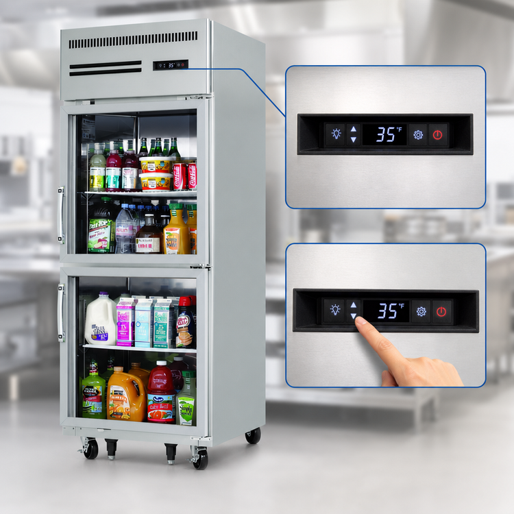 Product image #4 for Everest Refrigeration Upright Reach-In Refrigerator with 2 Half Glass Doors, 23 Cu. Ft., Top-Mounted, Stainless Steel