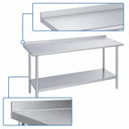 Thumbnail image #4 for Duke Manufacturing 314S-30144-2R Stainless Steel Work Table with Straight Riser and Undershelf, 14-Gauge 300 Series Top, 30 x 144 Inches