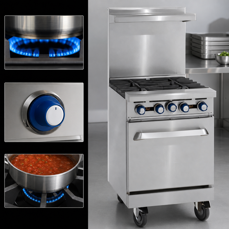 Product image #4 for Imperial Pro Series 24-Inch Commercial Gas Range with 4 Open Burners and Cabinet Base