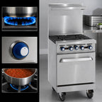 Thumbnail image #4 for Imperial (Middleby) Pro Series IR-4-XB 24-Inch Commercial Gas Range with 4 Open Burners, Stainless Steel, and Cabinet Base