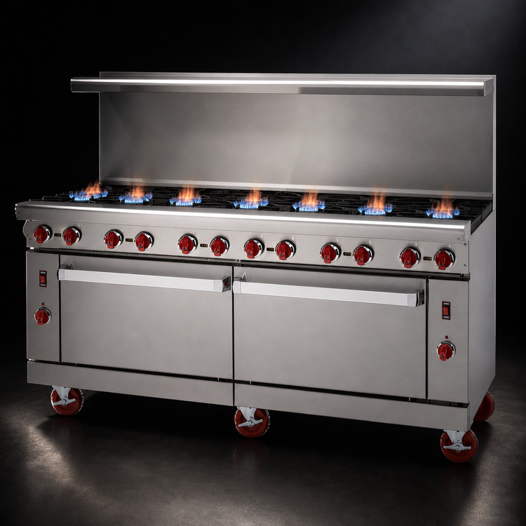Product image #4 for American Range Green Flame 72-Inch Gas Combination Range with 36-Inch Griddle, 6 Open Burners, and 2 Convection Ovens