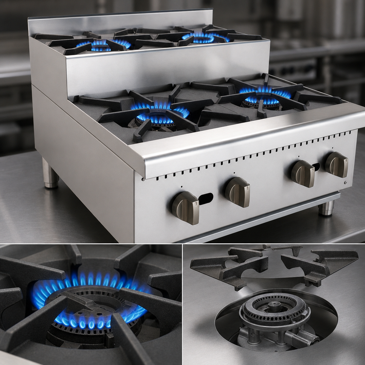 Product image #4 for Comstock-Castle 24-Inch Countertop Step-Up Sauté Hotplate with 4 Cast Iron Burners