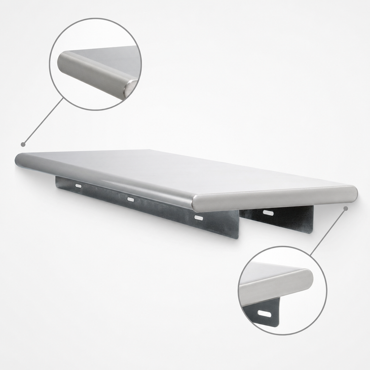 Product image #4 for Advance Tabco 48 Inch x 18 Inch Stainless Steel Pass-Thru Shelf with Wall Brackets