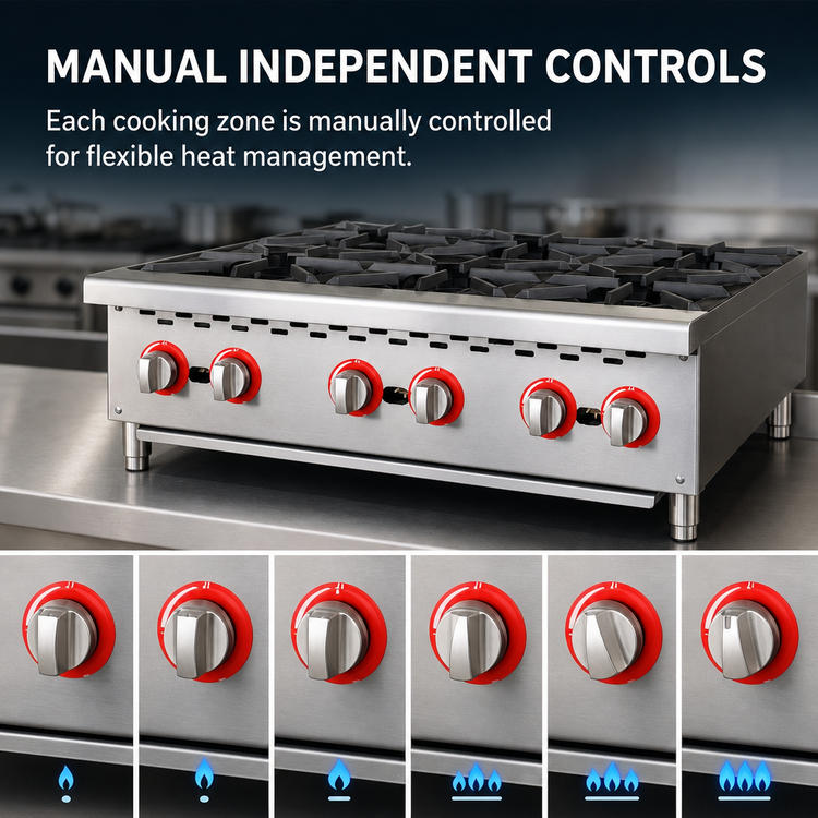 Product image #4 for Omcan 36-Inch Countertop Natural Gas Commercial Hot Plate with 6 Burners
