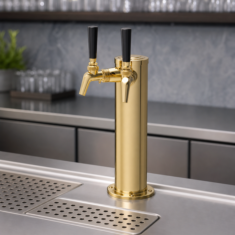 Product image #4 for Perlick Two-Faucet Air-Cooled Countertop Beer Tower Draft Arm, Tarnish-Free Brass