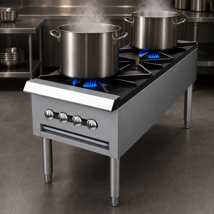 Product image #4 for Garland Regal Series 18-Inch Wide Gas Double Stock Pot Range with 2 Front-to-Back Burners, Manual Controls, Standing Pilot, and 90,000 BTU