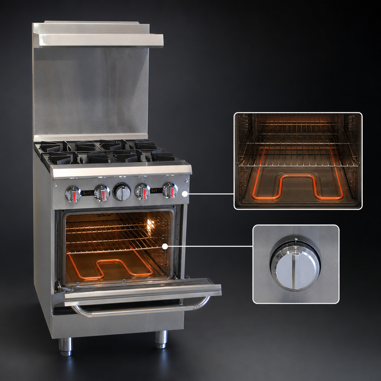 Product image #4 for Serv-Ware 24-Inch Commercial Gas Range with 4 Open Burners and Standard Oven
