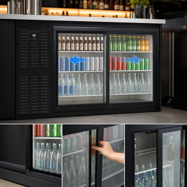 Product image #4 for Continental Refrigerator BB59SNSGD Shallow Depth 59" Black Back Bar Cooler with Sliding Glass Doors