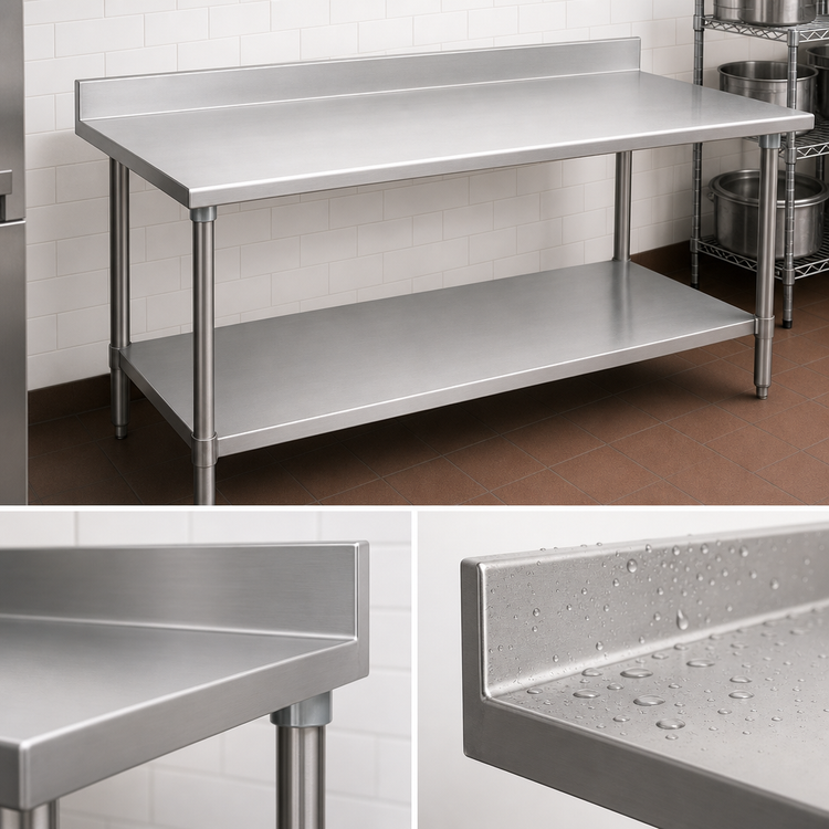 Product image #4 for Eagle Spec-Master 108-Inch x 24-Inch Stainless Steel Work Table with 4-1/2-Inch Backsplash and Undershelf