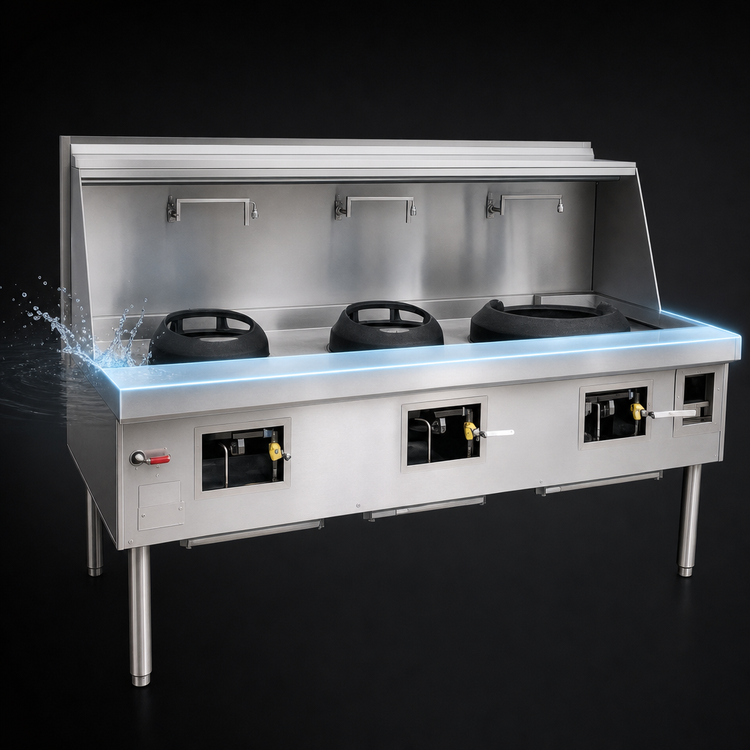 Product image #4 for York Gas Wok Range with 3 Chambers and Water-Cooled Top