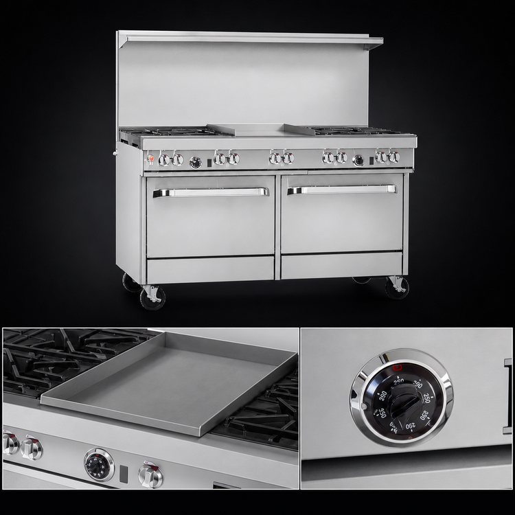 Product image #4 for Southbend Ultimate 60-Inch Gas Restaurant Range with 6 Star/Sauté Burners, 24-Inch Griddle, Single Oven, and Cabinet Base