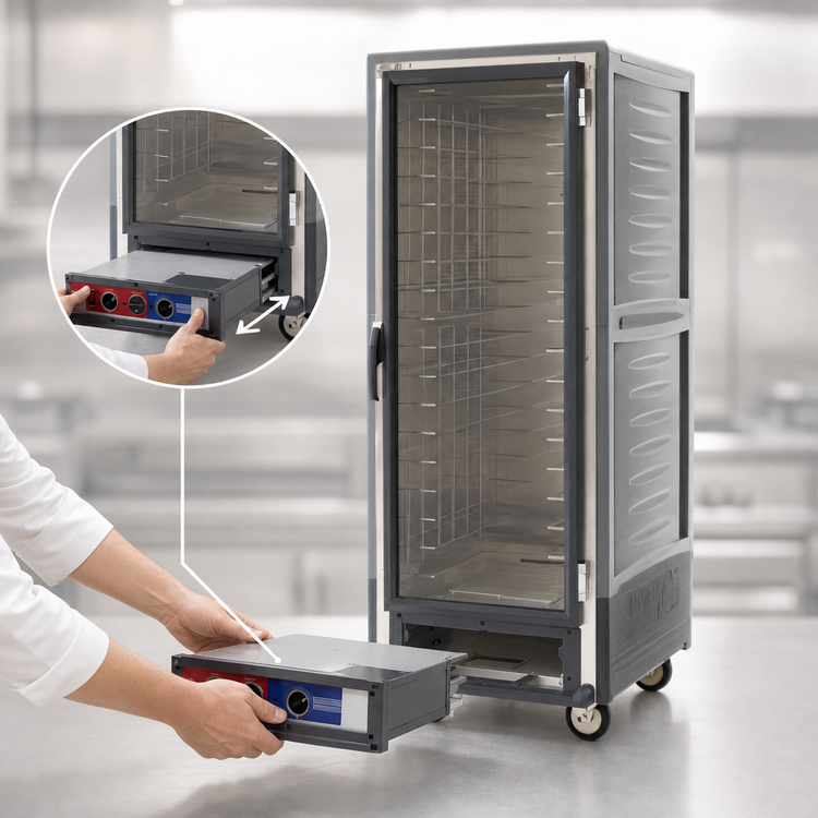 Product image #4 for Metro C5 3 Series Full-Height Mobile Heated Holding and Proofing Cabinet with Clear Polycarbonate Door, Gray, Lower Wattage