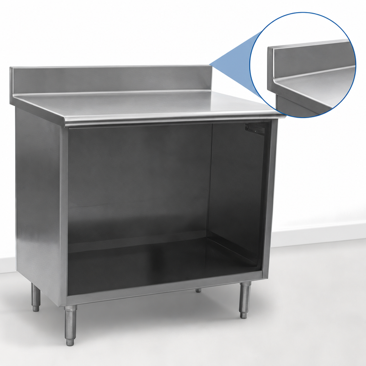 Product image #4 for Eagle Spec-Master Open Front Cabinet Base Worktable with 4-1/2 Inch Backsplash, 84 x 24 Inches, 14-Gauge Stainless Steel Top