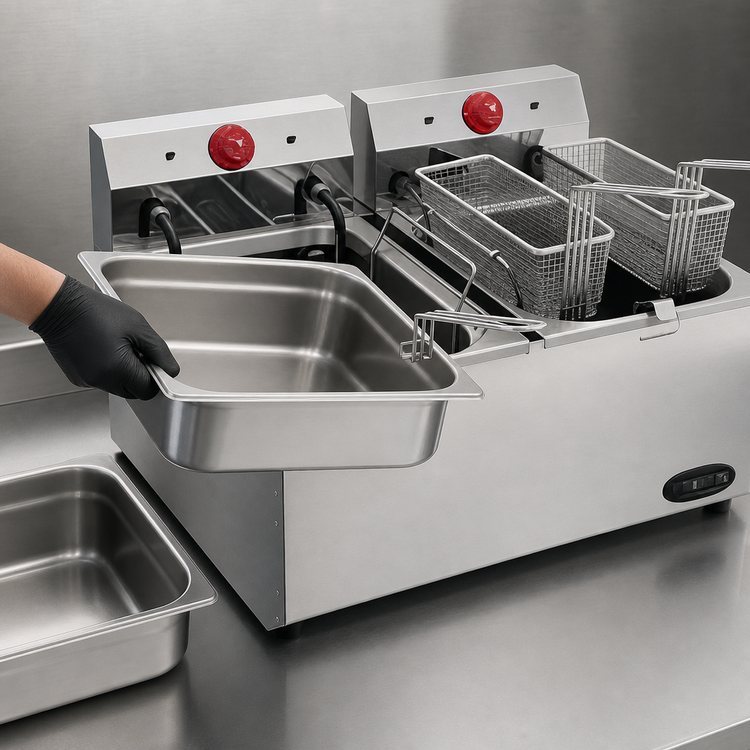 Product image #4 for RedHots Double-Tank Countertop Electric Fryer, 30 lb. Total Capacity, 208-240V