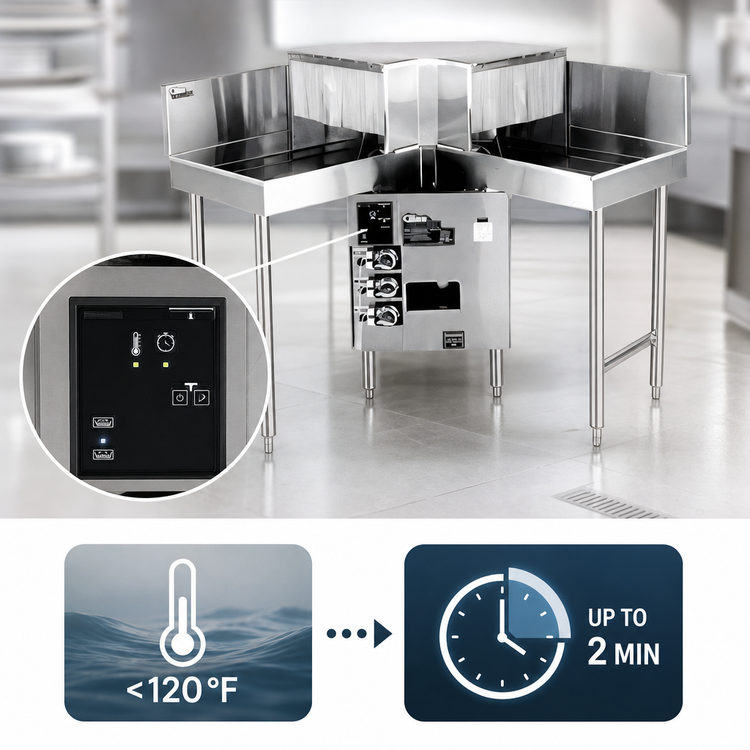 Product image #4 for Glastender GT-18+2-IC Inside Corner Pass-Thru Glasswasher Station with Dual Drain Tables