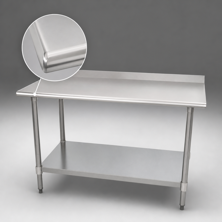 Product image #4 for Advance Tabco Special Value Series Stainless Steel Work Table with Backsplash and Galvanized Undershelf, 84 x 30 Inches