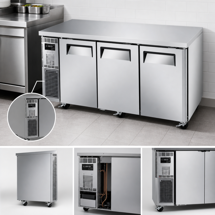 Product image #4 for Turbo Air J Series JUR-72S-N6 Narrow Three-Section Solid Door Side-Mount Undercounter Refrigerator