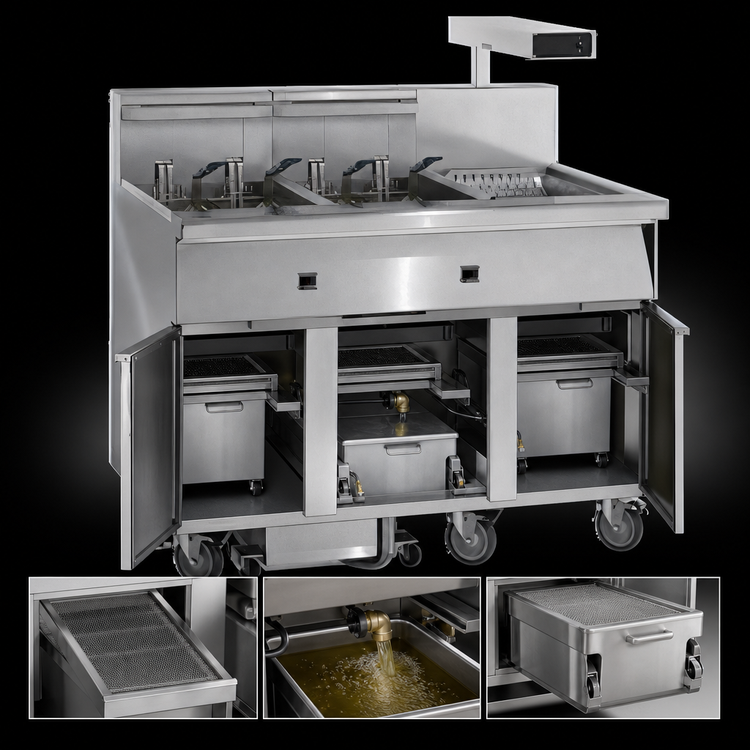 Product image #4 for Imperial Electric Floor Model Double Battery Fryer, 2 x 75 lb. Tanks, Built-In Filter System