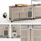 Thumbnail image #4 for Dinex DineXpress DXP6FT 6-Pan Mechanically Cooled Frost Top Mobile Modular Serving Counter, Stainless Steel, 88 x 28 x 36 Inches