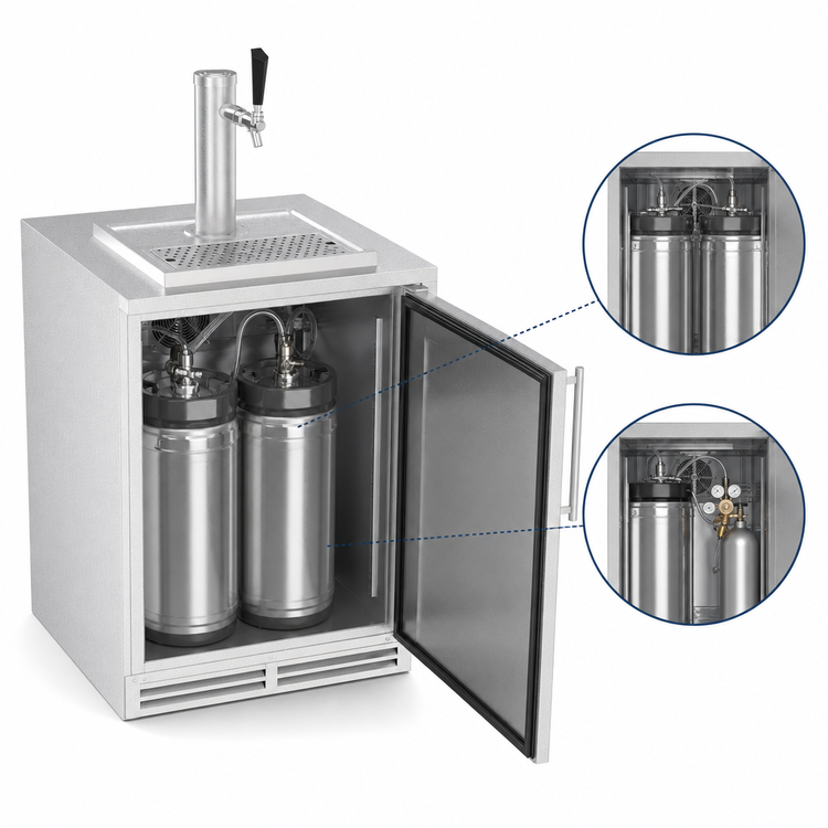 Product image #4 for Krowne 24-Inch One-Section Draft Beer Cooler with Side-Mounted Self-Contained Refrigeration
