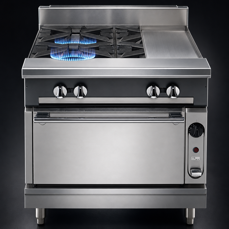 Product image #4 for Vulcan V Series Heavy Duty 36-Inch Gas Range with 2 Open Burners and 24-Inch Manual Griddle, Cabinet Base