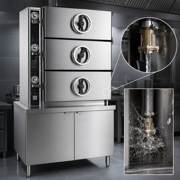 Product image #4 for Crown GC-2 Two Compartment Gas Pressure Steamer with Cabinet Base
