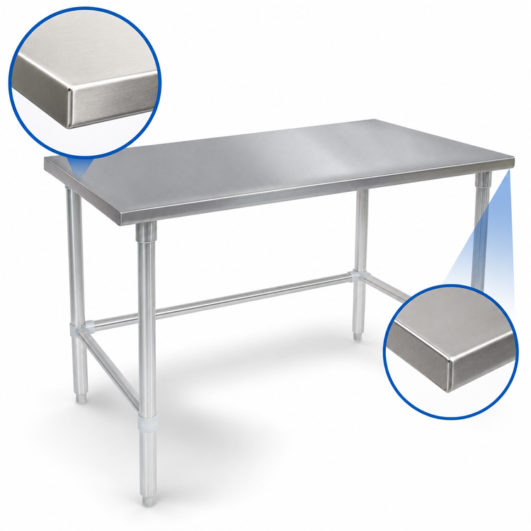 Product image #4 for John Boos Stallion 84" x 24" 14-Gauge Stainless Steel Top Work Table with Galvanized Base