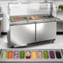 Thumbnail image #4 for Omcan USA 60-Inch Two-Section Stainless Steel Refrigerated Prep Table, Rear-Mount Self-Contained, 12 x 1/3 Pan Capacity