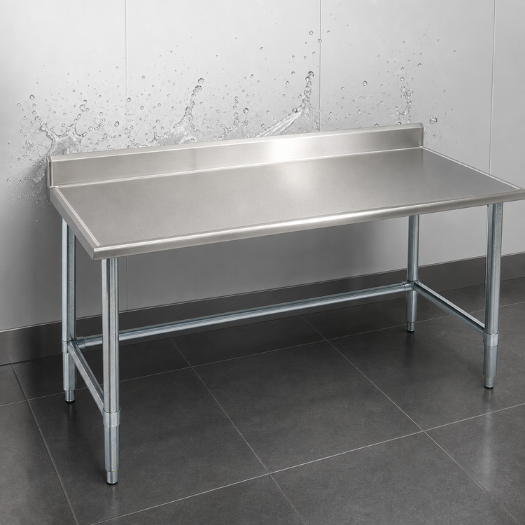 Product image #4 for Spec-Master Marine Series 108-Inch Stainless Steel Underbar Work Table with 4-1/2-Inch Backsplash and Galvanized Base